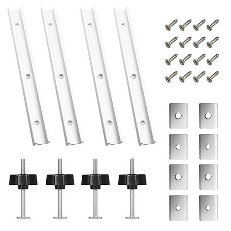 Lot de 4 Rail de Guidage Scie Sur Table, Rails Aluminium T Track de 400 mm, M8, M6 Rail en T Avec Accessoires Complets pour Outi