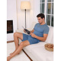Uniexcosm Pyjama Homme Coton Manches Courtes Pyjama Homme Col V avec Boutons Pyjama D'Été Doux Ensemble De Deux Pièces pour Homm
