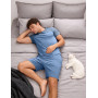 Uniexcosm Pyjama Homme Coton Manches Courtes Pyjama Homme Col V avec Boutons Pyjama D'Été Doux Ensemble De Deux Pièces pour Homm