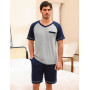 Irdcomps Pyjama Homme Coton Ete Ensembles de Pyjama Été Court Doux Short à Manches Courtes col V Vêtements de Nuit Vêtements de 