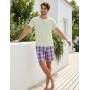 Uniexcosm Pyjama À Carreaux Homme Pantalon De Pyjama À Carreaux Pyjama D'Été Doux Ensemble De Deux Pièces pour Homme