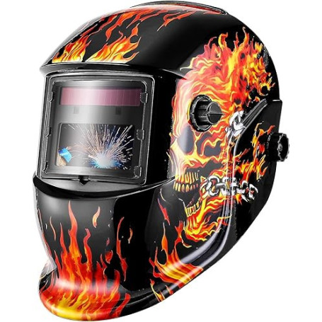 DEKO Masque Soudure: Grand écran de Vue Auto Darkening Casque de Soudage à énergie Solaire, avec Batterie Remplaçable, Longue Du