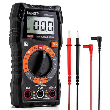 Multimètre Numérique KAIWEETS, Multimètre Digital, Voltmètre Multifonctions 2000 Comptes, Testeur Électrique, Ohmmètre, Mesure L
