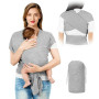 AOOWU Écharpe De Portage, Porte-Bébé Respirant Jusqu'à 15 Kg, Écharpe De Portage Bébé Multifonctionnel Élastique, Écharpe Polyva
