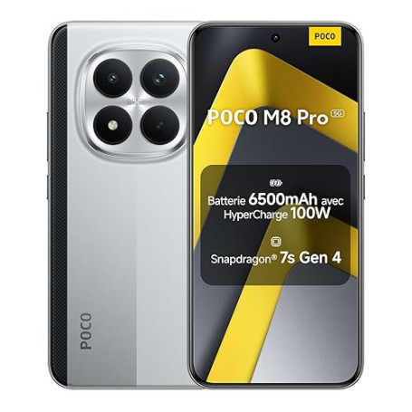 Xiaomi POCO M8 Pro, Smartphone 8+256 Go, Écran AMOLED CrystalRes 1,5K de 6,83", Snapdragon® 7s Gen 4, 50 Mpx Light Fusion 800 av