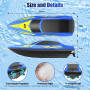 WUQNGI Bateau Télécommandé Enfant et Adulte, RC Bateau 2,4 GHz avec Lumières LED, 2 Piles Rechargeables Bateau Radiocommandé Éle