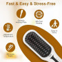 Alaoo Brosse Lissante pour Cheveux,Lisseur de Cheveux à Ions Négatifs,4 Températures Réglables,Portable Lisseur Cheveux Céramiqu