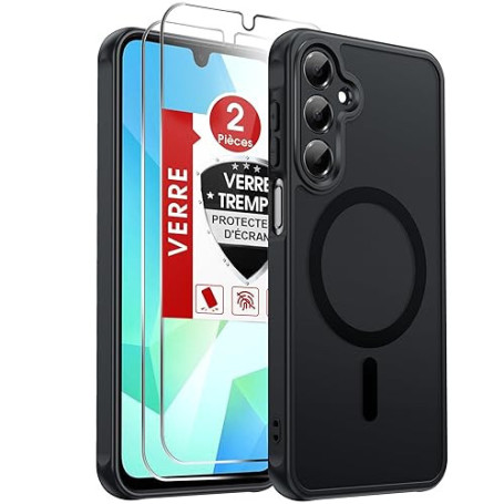 LeYi Coque Magnétique pour Samsung Galaxy A16 / A 16, avec 2 Verre Trempé, Compatible avec MagSafe, Étui Housse Antichoc Bumper