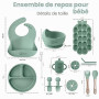 O'doe Vaisselle Bebe | Set Repas Bebe 1er Age 15 Pièces – Coffret Repas Bebe avec Bol Silicone à Ventouse, Cuillères, Tasses, Ba
