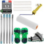 VKE Rouleau Debulleur Ragreage 23 cm - Bavures 14 mm, Kit Ragreage, 2 Rouleau Peinture, Perche Telescopique 1,5 m, Chaussures Po