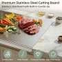 Planche a Decouper Inox, Plaque Inox Cuisine en Acier Inoxydable, Protege Plan de Travail Cuisine avec Bord d'arrêt, les Pain et