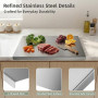 Planche a Decouper Inox, Plaque Inox Cuisine en Acier Inoxydable, Protege Plan de Travail Cuisine avec Bord d'arrêt, les Pain et