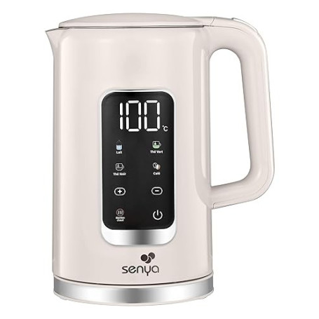SENYA Bouilloire Électrique 1,7 L Inox – Température Réglable 40-100°C – Écran LCD – Maintien au Chaud 2h – 5 Programmes Thé Caf