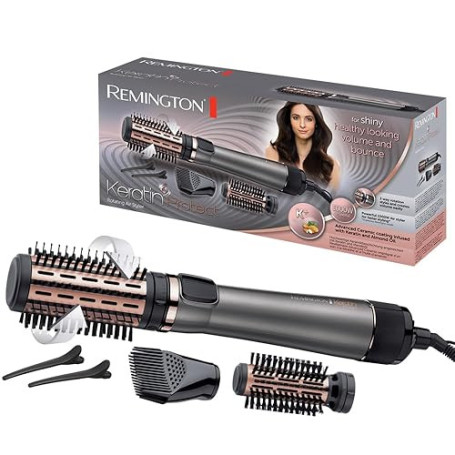 Remington Brosse Soufflante Rotative automatique [Soin kératine & huile d'amande] Keratin Protect (1000W, Céramique, Température