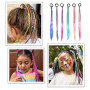 simarro Mèches de cheveux colorées pour filles, 45 cm de cheveux tressés avec élastique, extensions de cheveux pour enfants, orn
