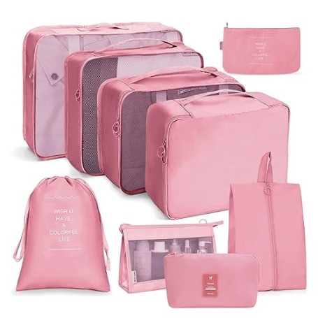 OSDUE Organisateur de Voyage, Lot de 9 Organiseurs de Bagage pour Voyage,Différents Tailles des Cubes Étanche Sacs de Voyage Ran