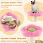 COSTWAY Petit Arbre à Chat Fleur 69 cm, 2 Plateformes, Ø13 cm Poteau à Griffer en Sisal, Brosse d'Toilettage, Arbre a Chat Desig