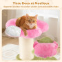 COSTWAY Petit Arbre à Chat Fleur 69 cm, 2 Plateformes, Ø13 cm Poteau à Griffer en Sisal, Brosse d'Toilettage, Arbre a Chat Desig