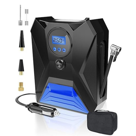 Onalix Gonfleur Pneus Voiture Portable 12V, Gonflage Rapide avec Écran Numérique HD, Mémoire Intelligente, Arrêt Automatique, 4