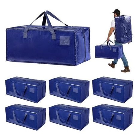 Dokeno Lot de 6 Sac de Déménagement extra larges, 92L Sac de Rangement Grand Format avec fermetures éclair et poignées de transp