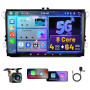 [4+64GB] Hikity 8 Core Android Autoradio Wireless Carplay pour VW Golf 5 Golf 6 Skoda Polo Passat Tiguan Touran, Écran Tactile 9