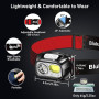 Blukar Lampe Frontale Rechargeable 2 Pack, 2000L Super Lumineux Léger Torche Frontale LED Puissante avec Voyant Rouge,8 Modes d'