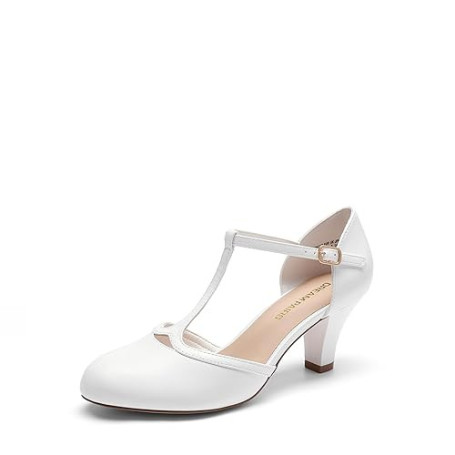 DREAM PAIRS Escarpins Femme Petit Talon à Lanière T, Chaussures Rétro Élégantes et Confortables pour Soirée, Mariage et Occasion