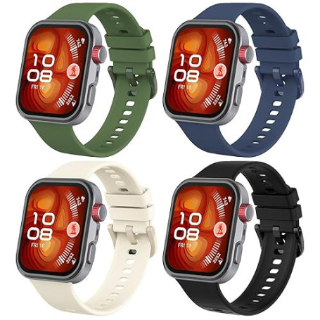 Bighan 4 Pack Bracelet Silicone Compatibles pour Huawei Fit 4 PRO/Fit 3 | 4 Bandes Respirantes Anti-Allergiques| Confort Léger &