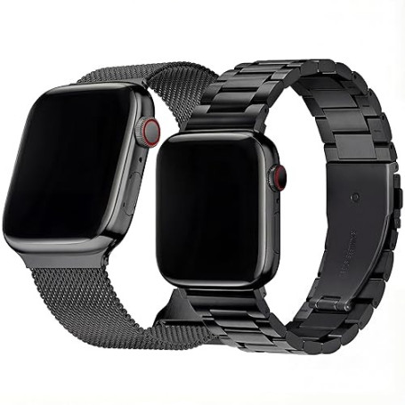 Hongxinzhan 2pcs bracelet de montre en métal compatible avec Apple Watch