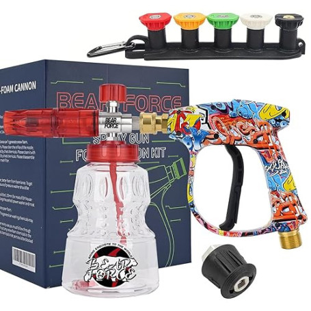 BEAR FORCE Pistolet pulvérisateur pour nettoyeur haute pression M22-ID14mm et raccord rapide 1/4" lance à mousse de neige 1L, po