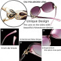 Lunettes de Soleil Femme Polarisées Fille Fashion Grand Cadre Protection UV400 pour Voyage Conduite Plage Extérieur