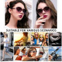 Lunettes de Soleil Femme Polarisées Fille Fashion Grand Cadre Protection UV400 pour Voyage Conduite Plage Extérieur