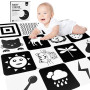 Chiluxendo 20 Pièces Livre Bebe 0-3 Mois, Carte Noir et Blanc Bébé, Carte Contraste Montessori, Jeux d'Éveil Noir et Blanc, Cart