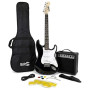 RockJam Kit Guitare Électrique Taille Standard pour Débutants, Noir, 6 Cordes avec Ampli 10 W, Housse, Sangle, Câble, Médiators