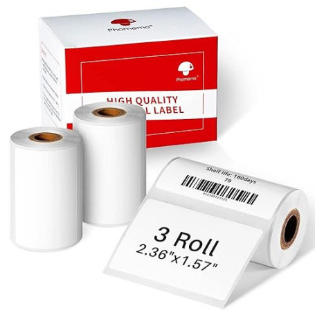 Phomemo Étiquettes Thermiques Autocollantes 3 Rouleaux 60x40mm, Compatibles avec Les Imprimantes d'étiquettes M220, M200, M221,