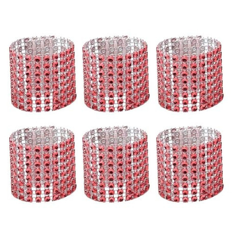 Yeahibaby 50 pcs Strass Rond de Serviette Serviette Boucle support de Noël Fête de mariage Décoration de table de dîner (Rouge)