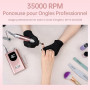 Delanie Ponceuse pour Ongles Professionnelle 35000 RPM Portable Rechargeable Avec Affichage LCD et 6 Embouts Ponçage pour Pédicu