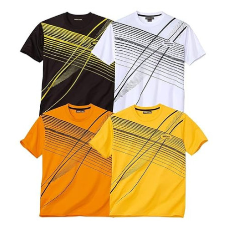 ATLAS FOR MEN - Lot de 4 Tee-Shirts - T-Shirts à Manches Courtes - Disponible en Grandes Tailles du M au 5XL