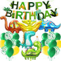 Alaoo Kit Décoration Anniversaire Dinosaure, Anniversaire Dinosaure, Géant Ballon Dinosaure avec Happy Birthday Bannière, Ballon