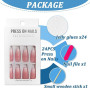 24 Pièces Faux Ongles Moyen Cercueil, Français Press on Nails Rose Ballerine Ongles à Coller, Acrylique Bâton sur Les Ongles ave