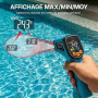Tilswall Thermomètre Infrarouge Laser Numérique Sans Contact, -50°C ~ 600°C(-58°F ~ 1112°F), Emissivité Réglable, Idéal pour Cui