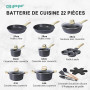 GiPP 22 Pièces Induction Lot de Poele - Set de Poêles et Casseroles avec Revêtement Céramique Antiadhésif, Batterie de Cuisine S