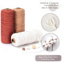 HanCheng Parure de fil à macramé 60 m, 3 mm, 3 couleurs (beige, bordeaux, vieux rose) avec 40 perles en bois, 6 anneaux, 2 bâton