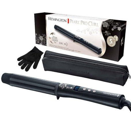 Remington Boucleur à cheveux fins & épais [32mm: boucles glam] (Céramique haute qualité avec éclats de perles, chaleur homogène,