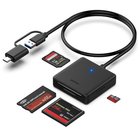 Lecteur de Carte mémoire, BENFEI 4 in 1 USB-C vers SD Adaptateur de Lecteur de Carte SD Micro SD MS CF, Compatible avec iPhone 1