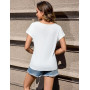 Aottori T Shirt Femme Manches Courtes Col en V Tee Shirt Chic et Élégant Chemisier Été Léger Ample Haut Extensible Motif Ajouré