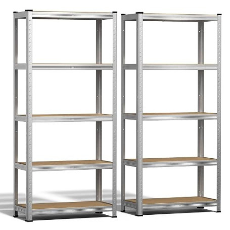 vounot® Lot de 2 Étagère de Rangement 70x30x150cm en Acier Galvanisé à 5 Niveaux Etagère Charge Lourde Tablette Ajustable Charge