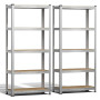 vounot® Lot de 2 Étagère de Rangement 70x30x150cm en Acier Galvanisé à 5 Niveaux Etagère Charge Lourde Tablette Ajustable Charge