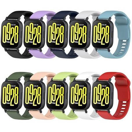 Xisair 10 Bracelets Compatibles avec Xiaomi Redmi Watch 5 Lite et Active - Remplacement en Silicone - Bande Étanche, Respirante