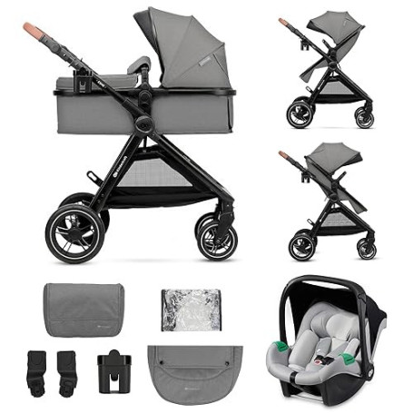 Kinderkraft ESME Poussette 3 en 1 avec porte-bébé Mink PRO I-Size, système de voyage, poussette bébé, poussette pliable, pour no